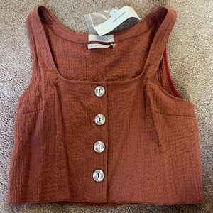 Crop button down tank top